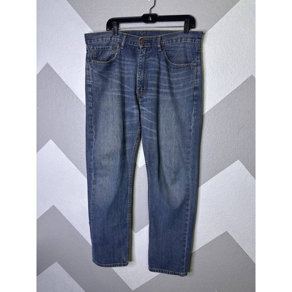 Levis 505 Jeans Mens 36x32 Blue Medium Wash Cotton Stretch Straight Workwear